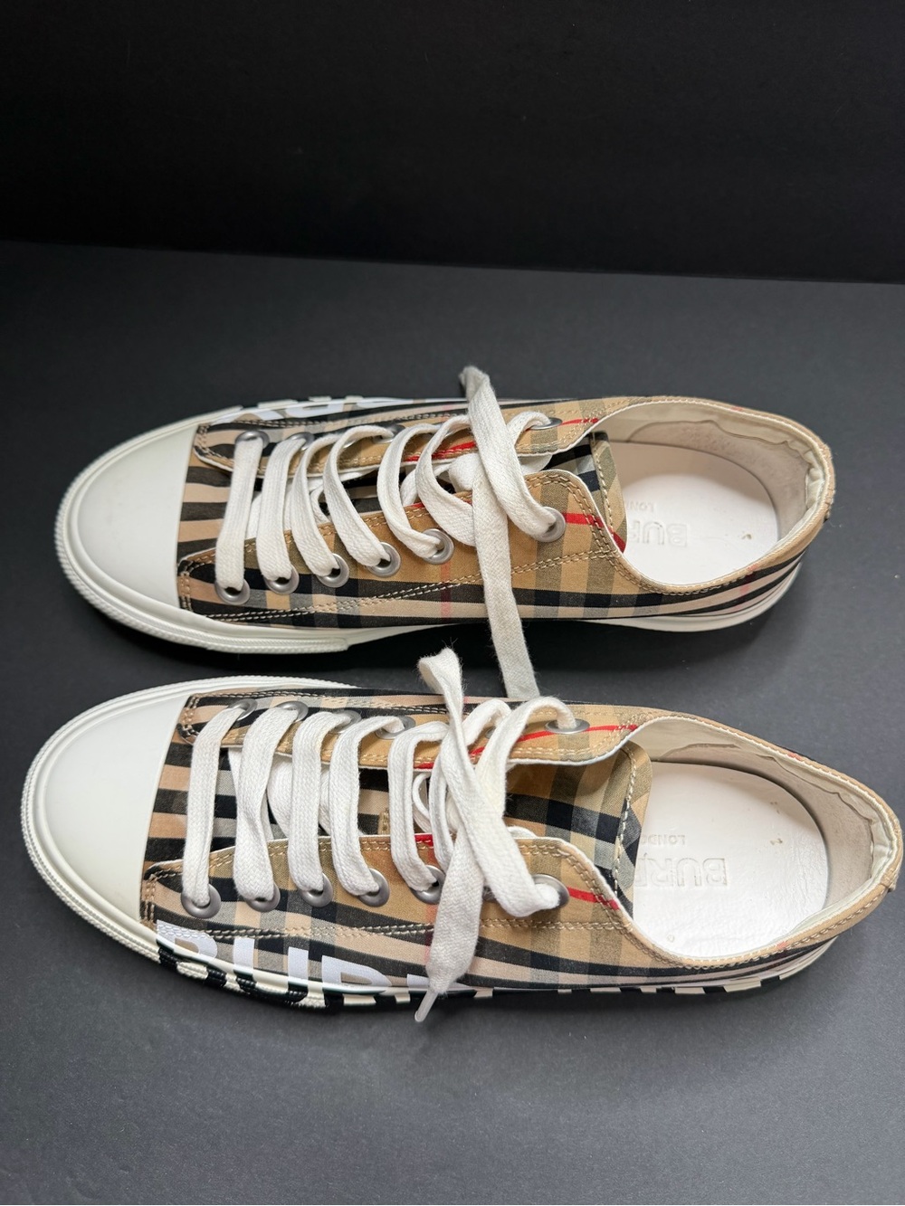 Burberry Logo Print Vintage Check Sneakers EU 38/US 7.5 Worn Once Womens - Picture 5 of 11
